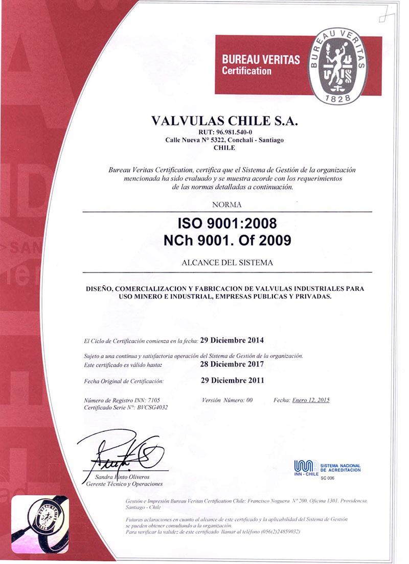 Certificación Iso Bureau Veritas Welcome 6675